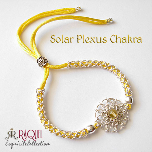 silver daisy solar plexus chakra bracelet
